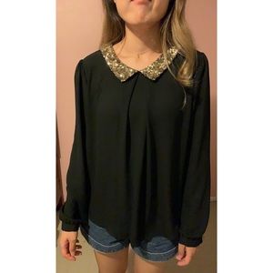 Black & Gold collar blouse